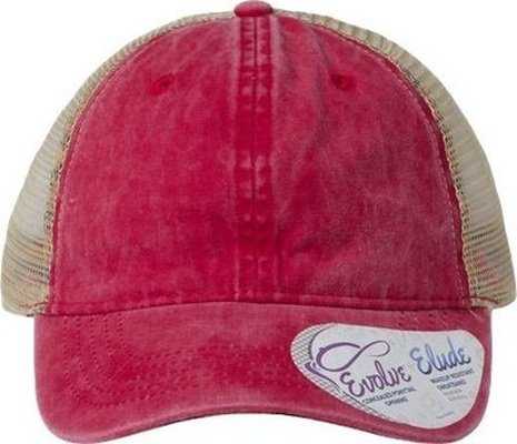 Infinity Her TESS Women&#39;s Washed Mesh Back Cap - Red/ Leopard - HIT a Double - 1