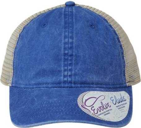 Infinity Her TESS Women&#39;s Washed Mesh Back Cap - Royal/ Floral - HIT a Double - 1