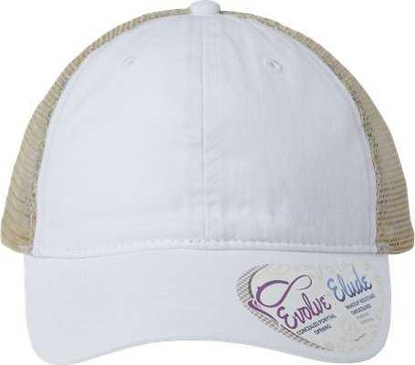 Infinity Her TESS Women&#39;s Washed Mesh Back Cap - White/ Floral - HIT a Double - 1