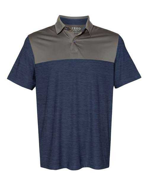 Izod 13GG004 Colorblocked Space-Dyed Polo - Club Blue Smoked Pearl - HIT a Double