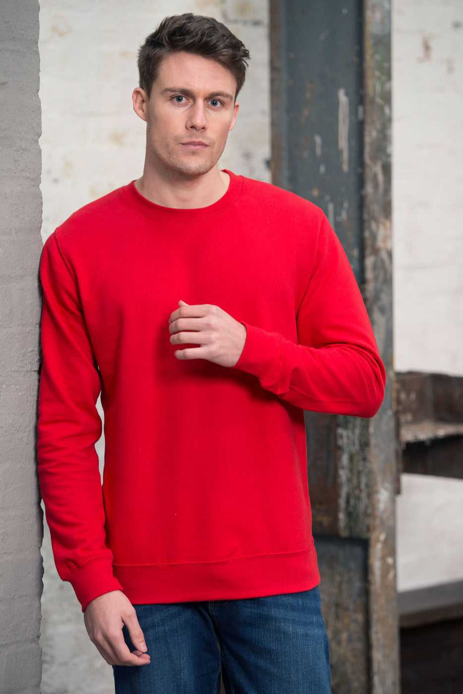 Just Hoods JHA030 College Sweat Crew Neck - Fire Red - HIT a Double