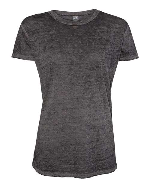 J. America 8116 Womens Zen Jersey Short Sleeve T-Shirt - Twisted Black - HIT a Double