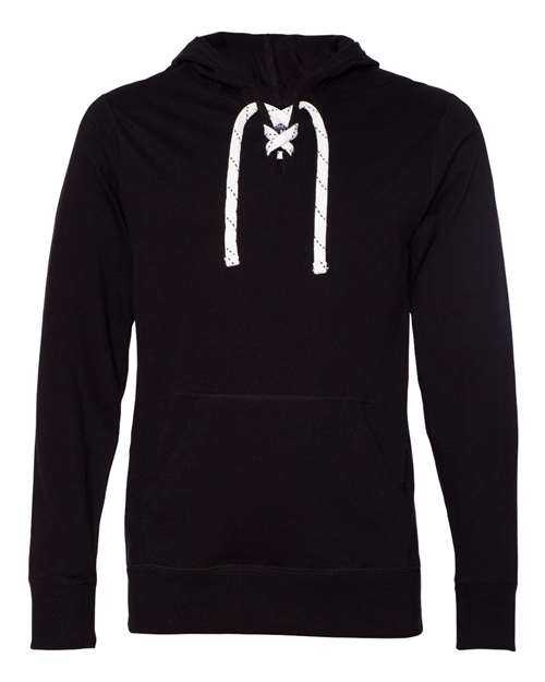 J. America 8231 Jersey Sport Lace Hooded Pullover - Black - HIT a Double