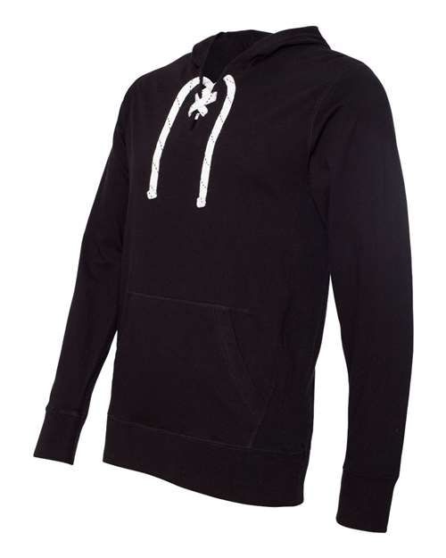J. America 8231 Jersey Sport Lace Hooded Pullover - Black - HIT a Double