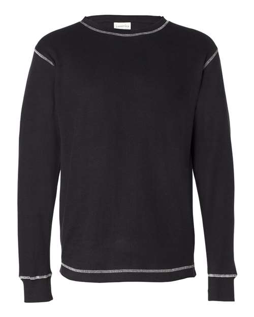 J. America 8238 Vintage Thermal Long Sleeve T-Shirt - Black Vintage White - HIT a Double