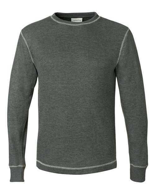 J. America 8238 Vintage Thermal Long Sleeve T-Shirt - Charcoal Heather Vintage White - HIT a Double