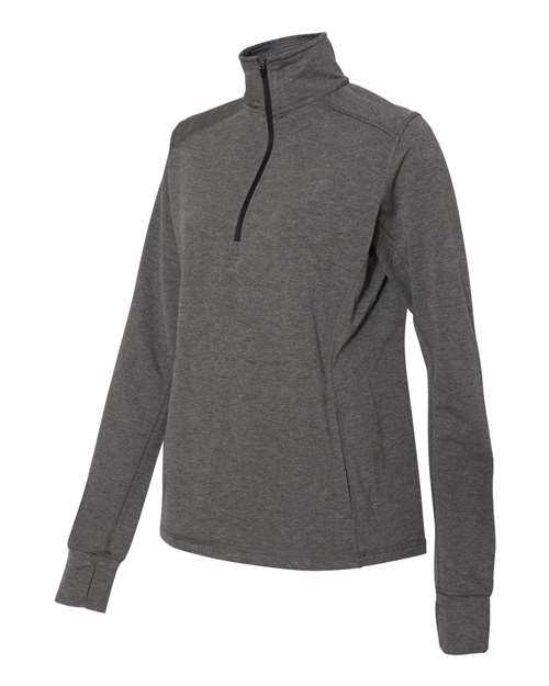 J. America 8433 Womens Omega Stretch Quarter-Zip Pullover - Charcoal Triblend - HIT a Double