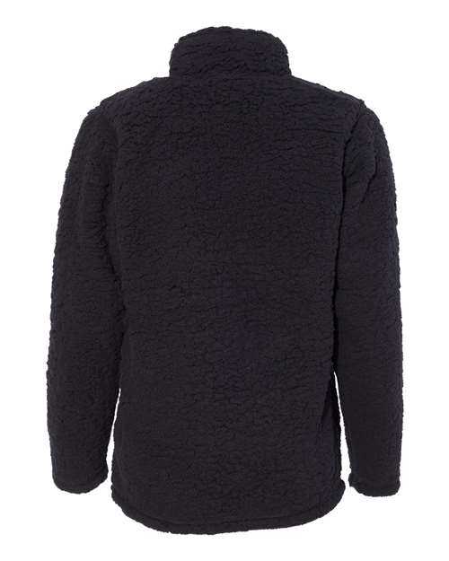 J. America 8451 Womens Epic Sherpa Quarter-Zip Pullover - Black - HIT a Double