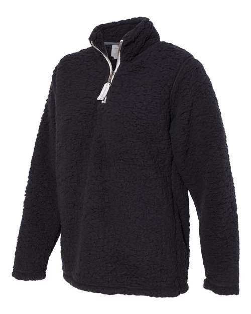 J. America 8451 Womens Epic Sherpa Quarter-Zip Pullover - Black - HIT a Double