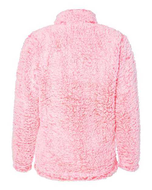 J. America 8451 Womens Epic Sherpa Quarter-Zip Pullover - Fire Coral Heather - HIT a Double