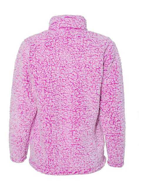 J. America 8451 Womens Epic Sherpa Quarter-Zip Pullover - Magenta Heather - HIT a Double