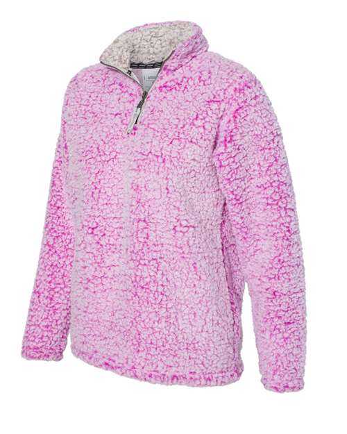 J. America 8451 Womens Epic Sherpa Quarter-Zip Pullover - Magenta Heather - HIT a Double