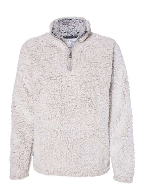 J. America 8451 Womens Epic Sherpa Quarter-Zip Pullover - Oatmeal Heather - HIT a Double