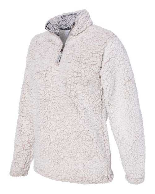 J. America 8451 Womens Epic Sherpa Quarter-Zip Pullover - Oatmeal Heather - HIT a Double