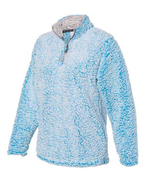 J. America 8451 Womens Epic Sherpa Quarter-Zip Pullover - Sapphire Heather - HIT a Double