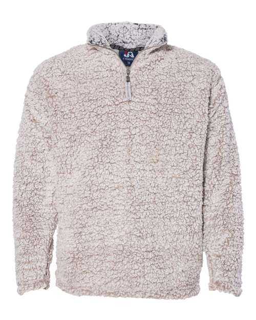 J. America 8454 Sherpa Quarter-Zip Pullover - Oatmeal Heather - HIT a Double