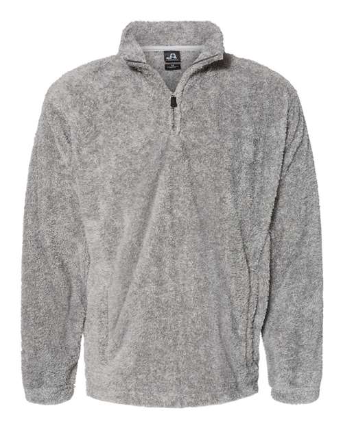 J. America 8464 Boundary Shag Frosty Sherpa Quarter-Zip Pullover - Grey - HIT a Double