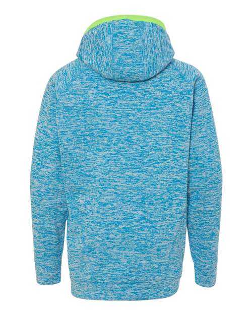 J. America 8610 Youth Cosmic Fleece Hooded Sweatshirt - Electric Blue Neon Green - HIT a Double