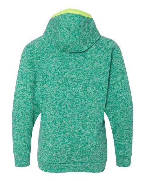 J. America 8610 Youth Cosmic Fleece Hooded Sweatshirt - Emerald Neon Yellow - HIT a Double