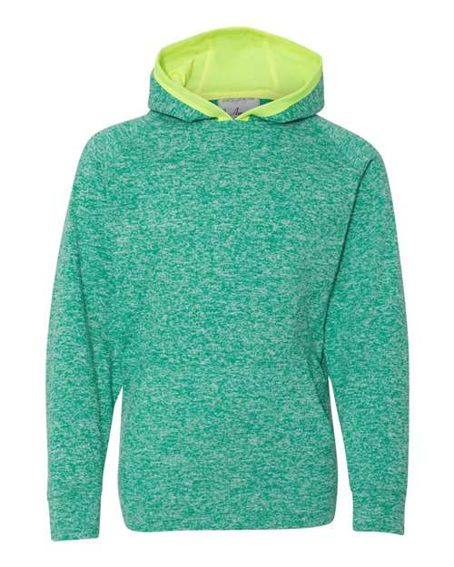 J. America 8610 Youth Cosmic Fleece Hooded Sweatshirt - Emerald Neon Yellow - HIT a Double