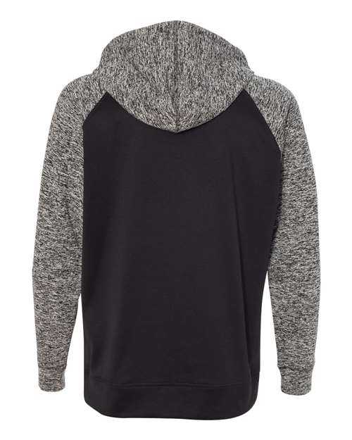 J. America 8612 Colorblocked Cosmic Fleece Hooded Sweatshirt - Black Charcoal Fleck - HIT a Double