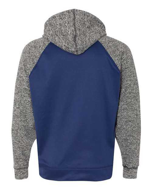 J. America 8612 Colorblocked Cosmic Fleece Hooded Sweatshirt - Navy Charcoal Fleck - HIT a Double