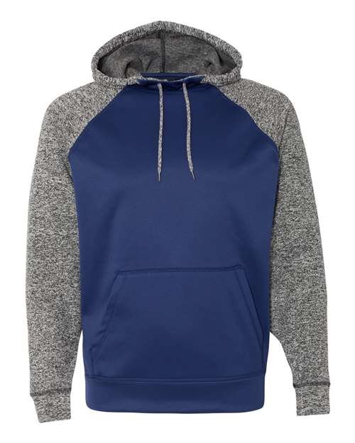 J. America 8612 Colorblocked Cosmic Fleece Hooded Sweatshirt - Navy Charcoal Fleck - HIT a Double