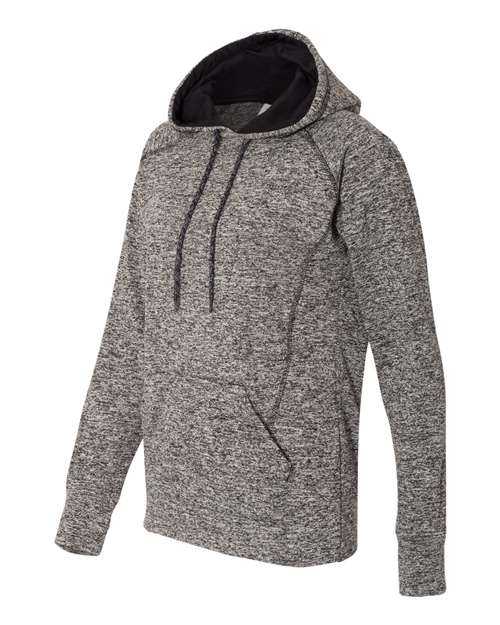 J. America 8616 Womens Cosmic Fleece Hooded Sweatshirt - Charcoal Fleck Black - HIT a Double