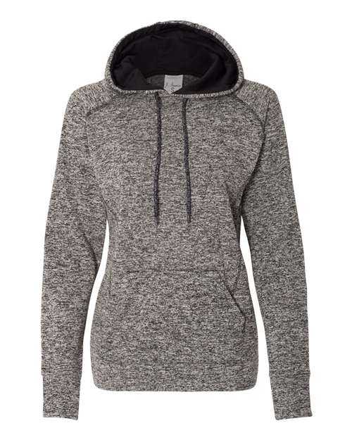 J. America 8616 Womens Cosmic Fleece Hooded Sweatshirt - Charcoal Fleck Black - HIT a Double