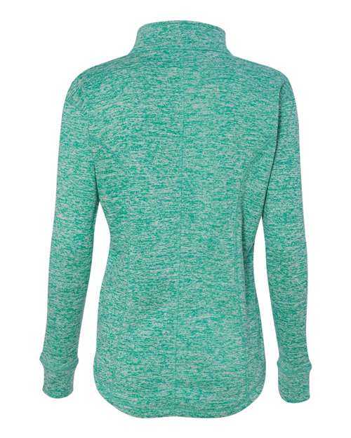 J. America 8617 Women&#39;s Cosmic Fleece Quarter-Zip Pullover - Emerald Neon Yellow - HIT a Double