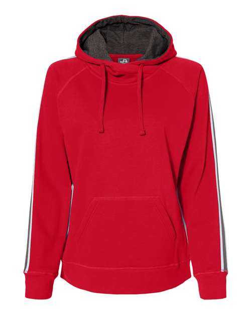 J. America 8642 Women&#39;s Rival Fleece Hooded Sweatshirt - Red - HIT a Double