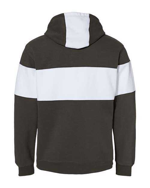 J. America 8644 Varsity Fleece Colorblocked Hooded Sweatshirt - Black - HIT a Double