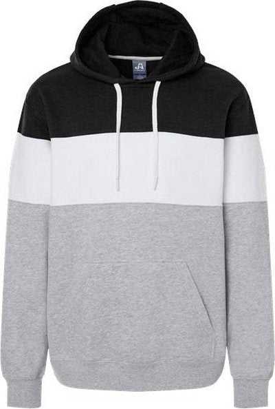 J. America 8644 Varsity Fleece Colorblocked Hooded Sweatshirt - Black Oxford&quot; - &quot;HIT a Double