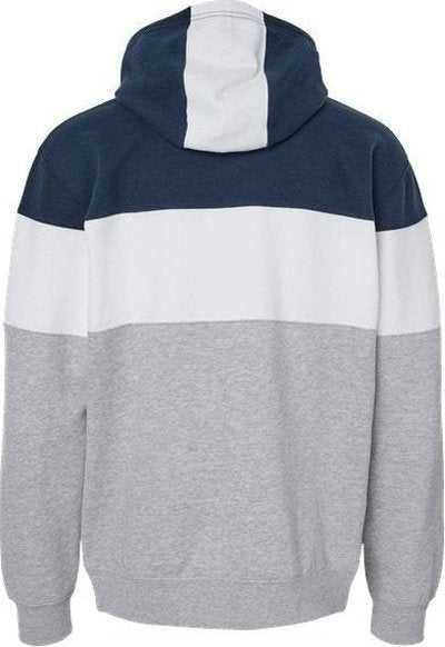 J. America 8644 Varsity Fleece Colorblocked Hooded Sweatshirt - Navy Oxford - HIT a Double - 5