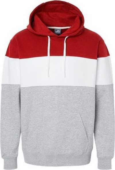 J. America 8644 Varsity Fleece Colorblocked Hooded Sweatshirt - Red Oxford&quot; - &quot;HIT a Double