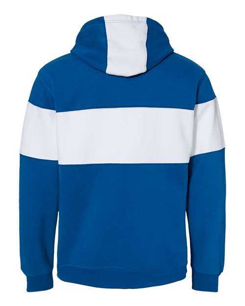 J. America 8644 Varsity Fleece Colorblocked Hooded Sweatshirt - Royal - HIT a Double