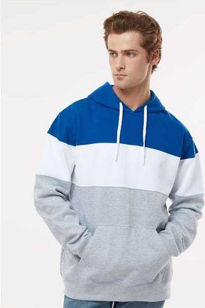 J. America 8644 Varsity Fleece Colorblocked Hooded Sweatshirt - Royal Oxford" - "HIT a Double
