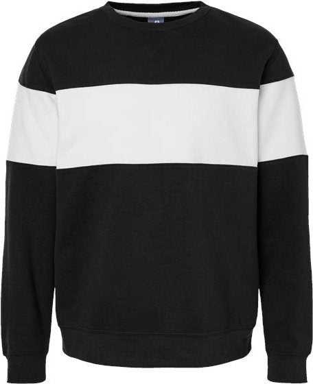J. America 8646 Varsity Fleece Crewneck Sweatshirt - Black" - "HIT a Double