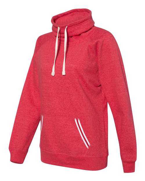 J. America 8653 Womens Relay Cowl Neck Sweatshirt - Red - HIT a Double