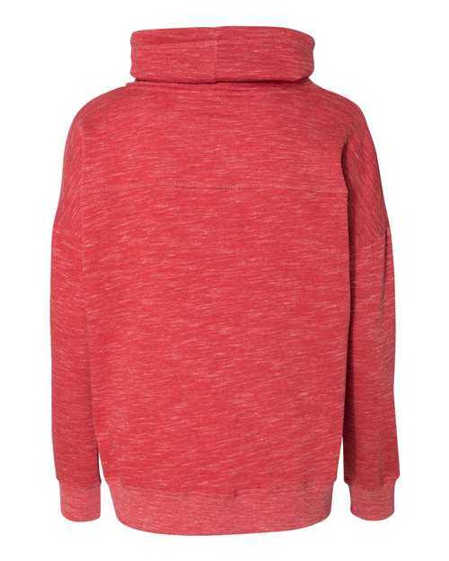 J. America 8673 Womens Mlange Fleece Cowl Neck Sweatshirt - Red - HIT a Double