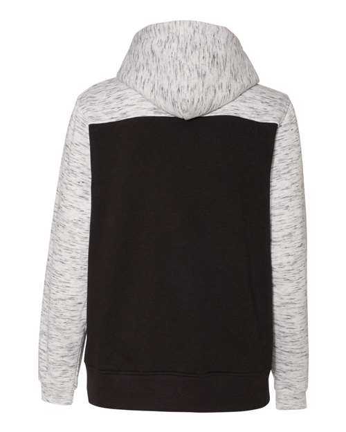 J. America 8676 Mlange Fleece Colorblocked Hooded Sweatshirt - Black White - HIT a Double
