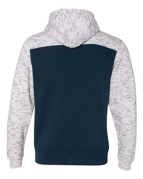 J. America 8676 Mlange Fleece Colorblocked Hooded Sweatshirt - Navy White - HIT a Double