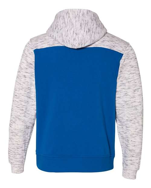 J. America 8676 Mlange Fleece Colorblocked Hooded Sweatshirt - Royal White - HIT a Double