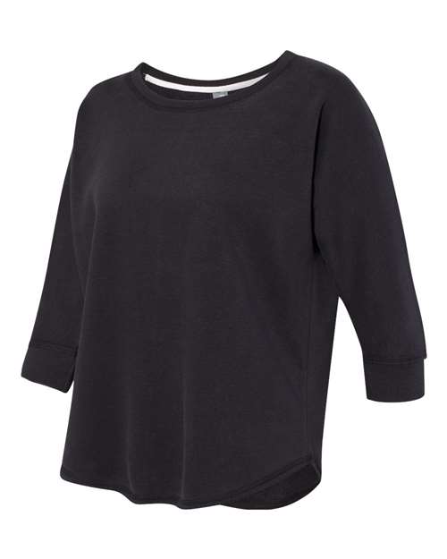 J. America 8685 Women&#39;s Lounge Fleece Dolman Crewneck Sweatshirt - Black - HIT a Double