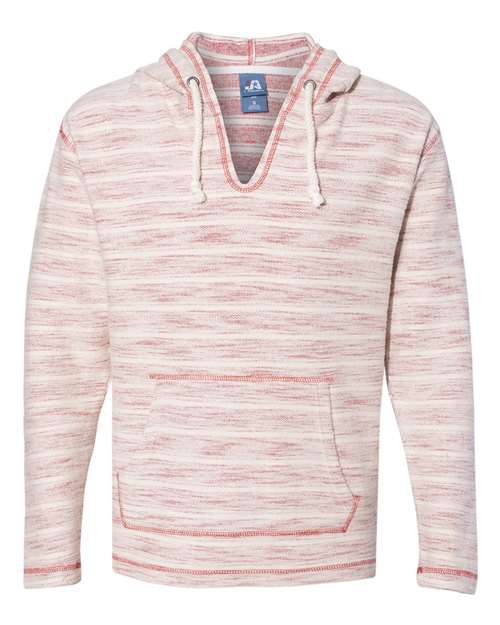 J. America 8692 Baja French Terry V-Neck Hooded Pullover - Natural Brick Red - HIT a Double