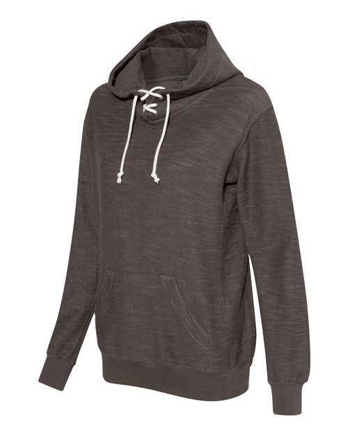 J. America 8694 Womens French Terry Sport Lace Scuba Hooded Pullover - Charcoal - HIT a Double