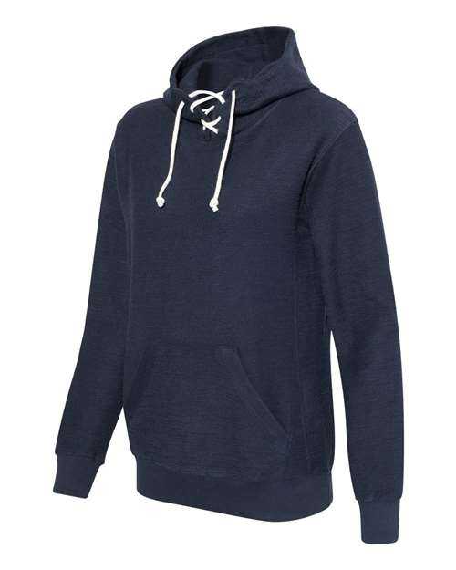 J. America 8694 Womens French Terry Sport Lace Scuba Hooded Pullover - Navy - HIT a Double