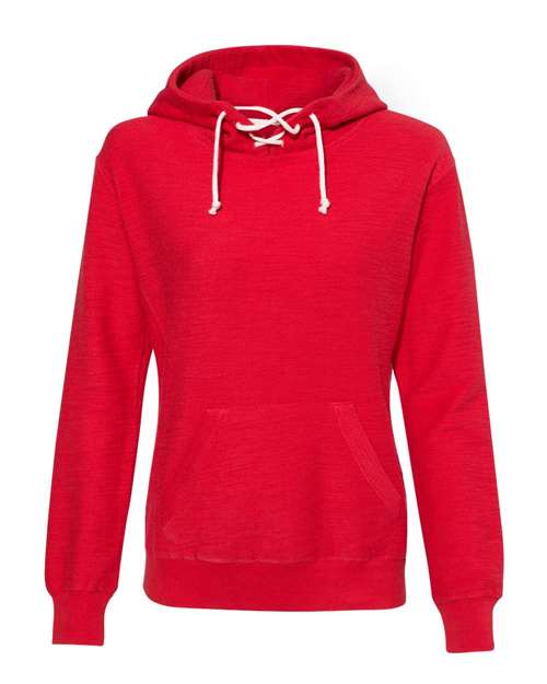J. America 8694 Womens French Terry Sport Lace Scuba Hooded Pullover - Red - HIT a Double