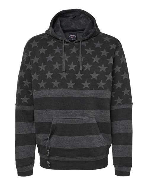 J. America 8815 Tailgate Hooded Sweatshirt - Black Stars &amp; Stripes - HIT a Double