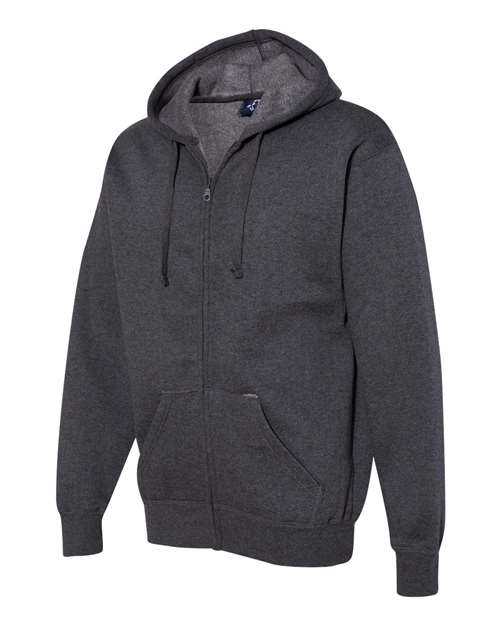 J. America 8821 Premium Full-Zip Hooded Sweatshirt - Charcoal Heather - HIT a Double